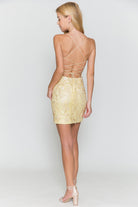 Embroidered Lace Open Criss Cross Back Short Cocktail & Homecoming Dress AC7010S-Cocktail Dress-smcfashion.com