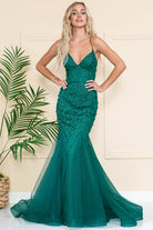 Mermaid Tulle Skirt Embroidered Lace Long Prom Dress ACSU066-Prom Dress-smcfashion.com