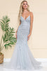 Mermaid Tulle Skirt Embroidered Lace Long Prom Dress ACSU066