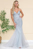 Mermaid Tulle Skirt Embroidered Lace Long Prom Dress ACSU066