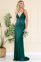 Embroidered Waist Sheath V-Neck Long Evening & Prom Dress AC390-Prom Dress-smcfashion.com
