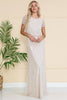 Short Sleeeves Glitter Embellished Long Mother Of The Bride Dress ACIN004