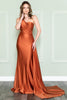 One Shoulder Fit & Flare Lycra Eleganr Side Cape Long Prom Dress AC387