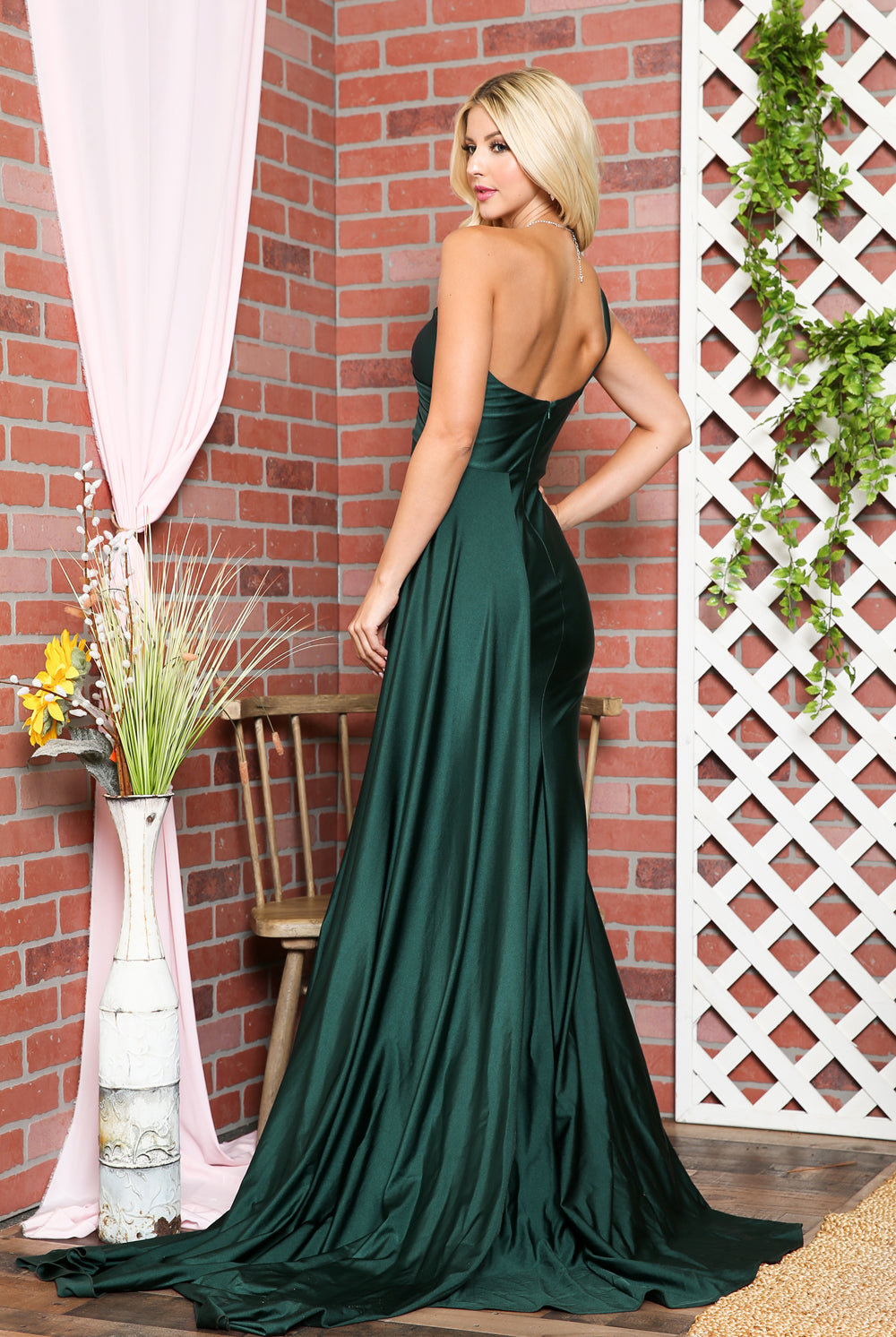 One Shoulder Fit & Flare Lycra Eleganr Side Cape Long Prom Dress AC387-Prom Dress-smcfashion.com
