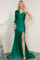 One Shoulder Mermaid Satin Long Prom Dress AC2102-Prom Dress-smcfashion.com