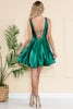 Illusion Deep V-Neck Satin Short Cocktail Dress ACBZ021S