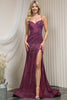 Side Slit Embellished Glitter Corset Back Long Prom Dress AC397