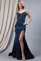 Side Slit Embellished Glitter Corset Back Long Prom Dress AC397-Prom Dress-smcfashion.com