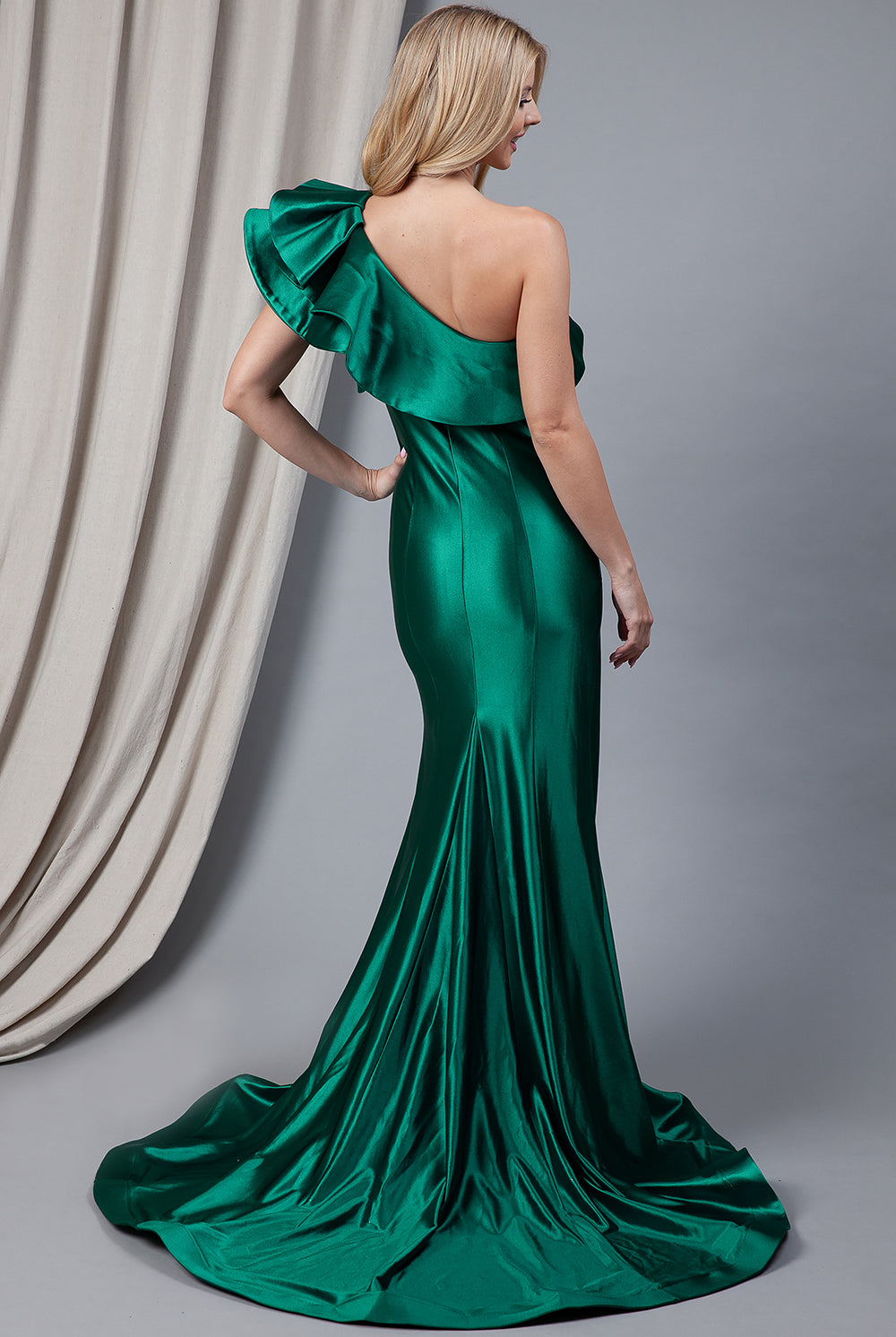 One Shoulder Side Slit Satin Long Prom Dress AC5042-Prom Dress-smcfashion.com
