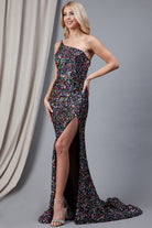 Embroidered Sequins One Shoulder Back Detailed Long Prom Dress AC7023-Prom Dress-smcfashion.com