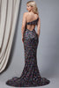 Embroidered Sequins One Shoulder Back Detailed Long Prom Dress AC7023