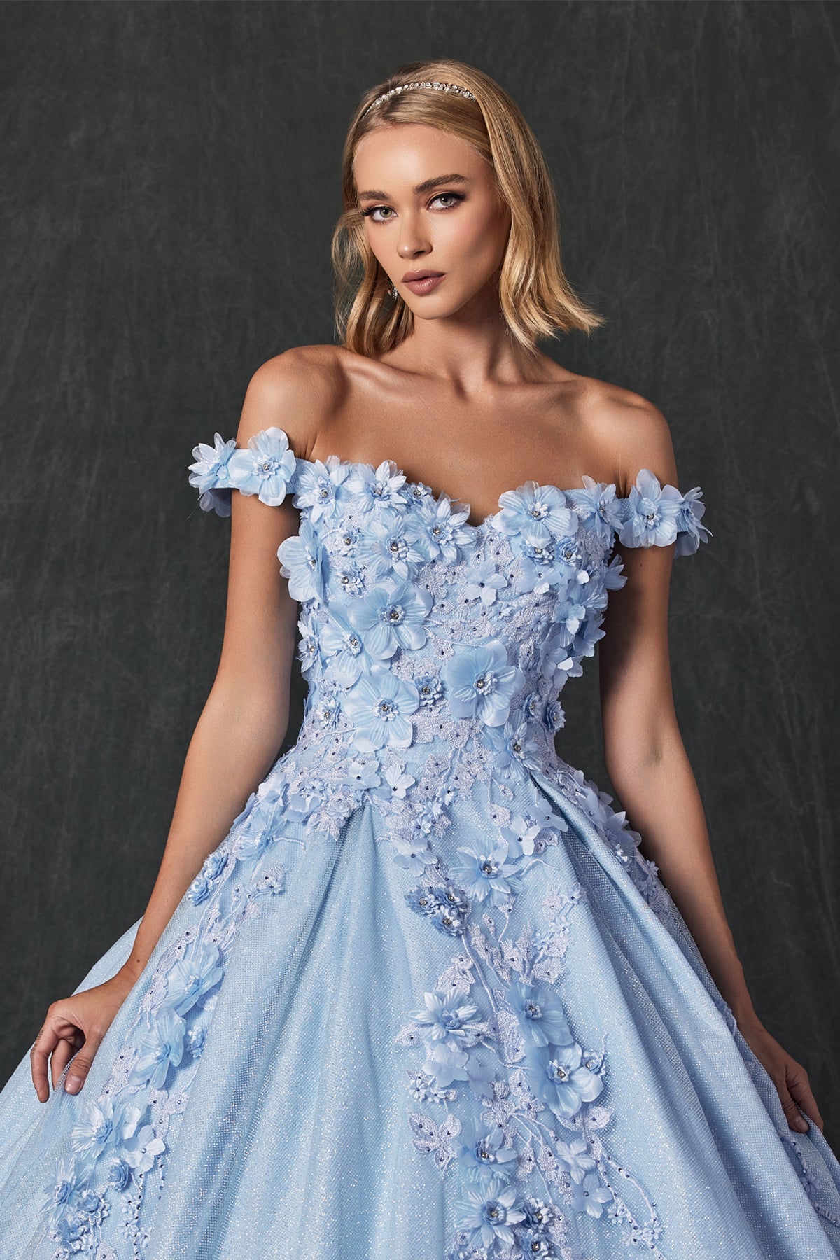 Floral Embroidered Tulle Sweetheart Long Quinceanera Dress JT1433-Quinceanera Dress-smcfashion.com