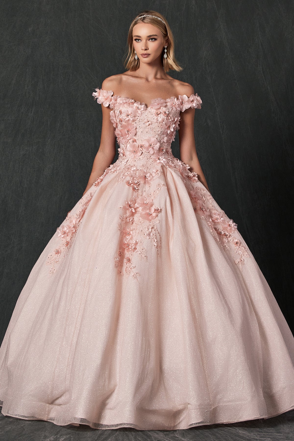 Floral Embroidered Tulle Sweetheart Long Quinceanera Dress JT1433-Quinceanera Dress-smcfashion.com