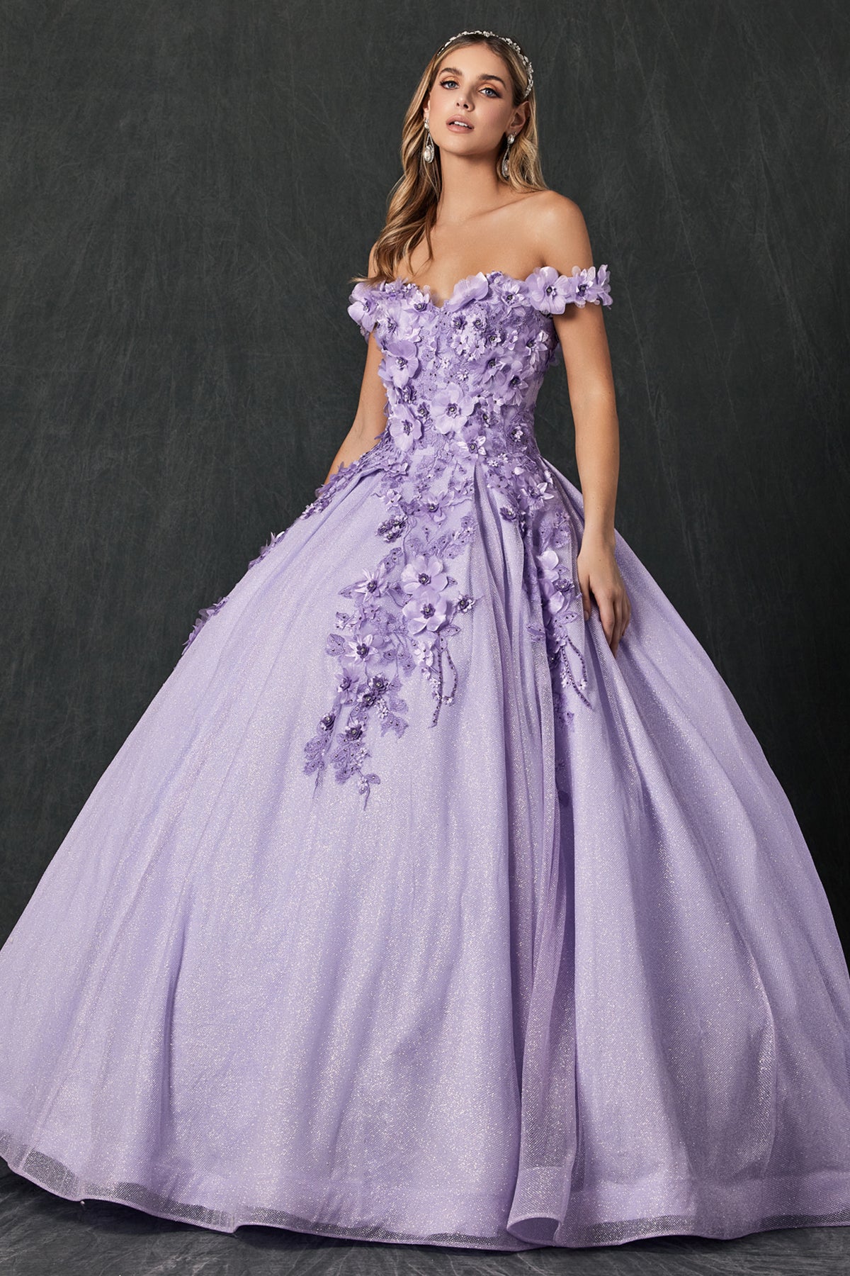 Floral Embroidered Tulle Sweetheart Long Quinceanera Dress JT1433-Quinceanera Dress-smcfashion.com