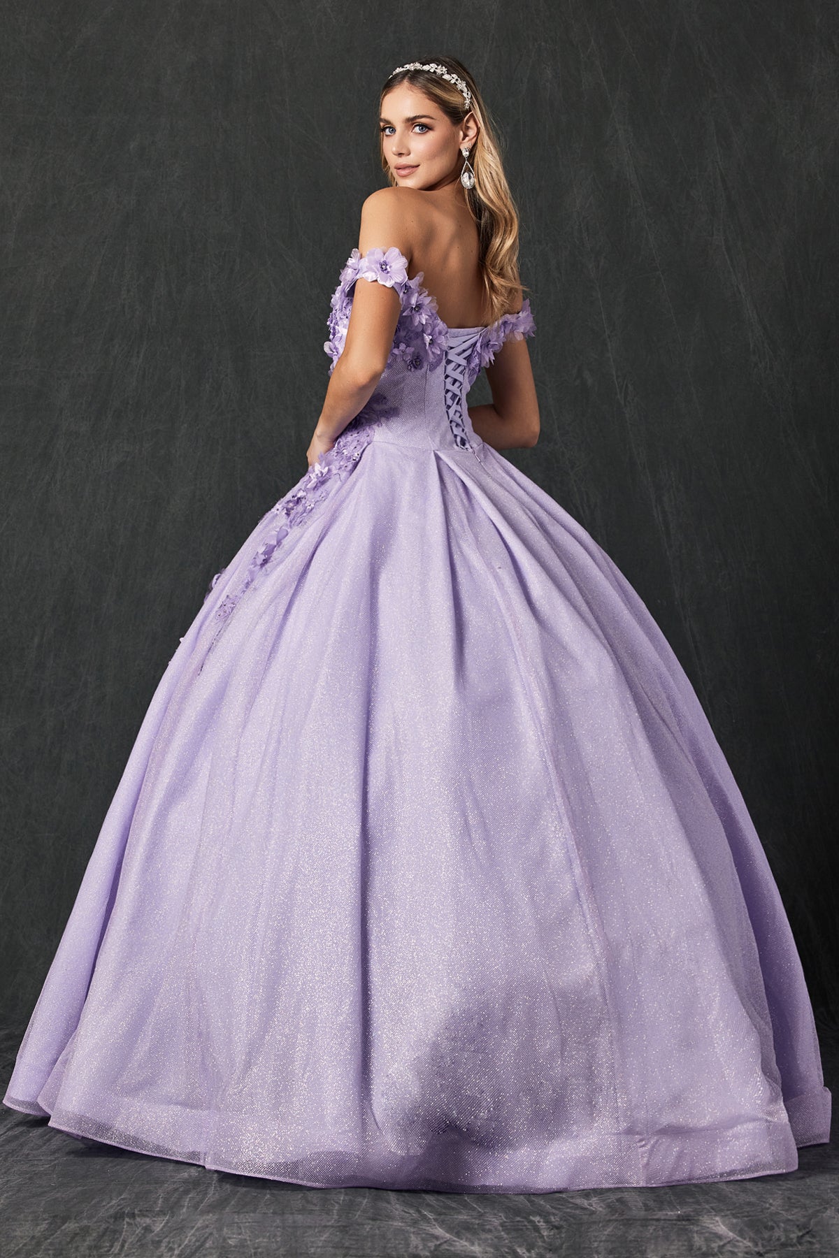 Floral Embroidered Tulle Sweetheart Long Quinceanera Dress JT1433-Quinceanera Dress-smcfashion.com