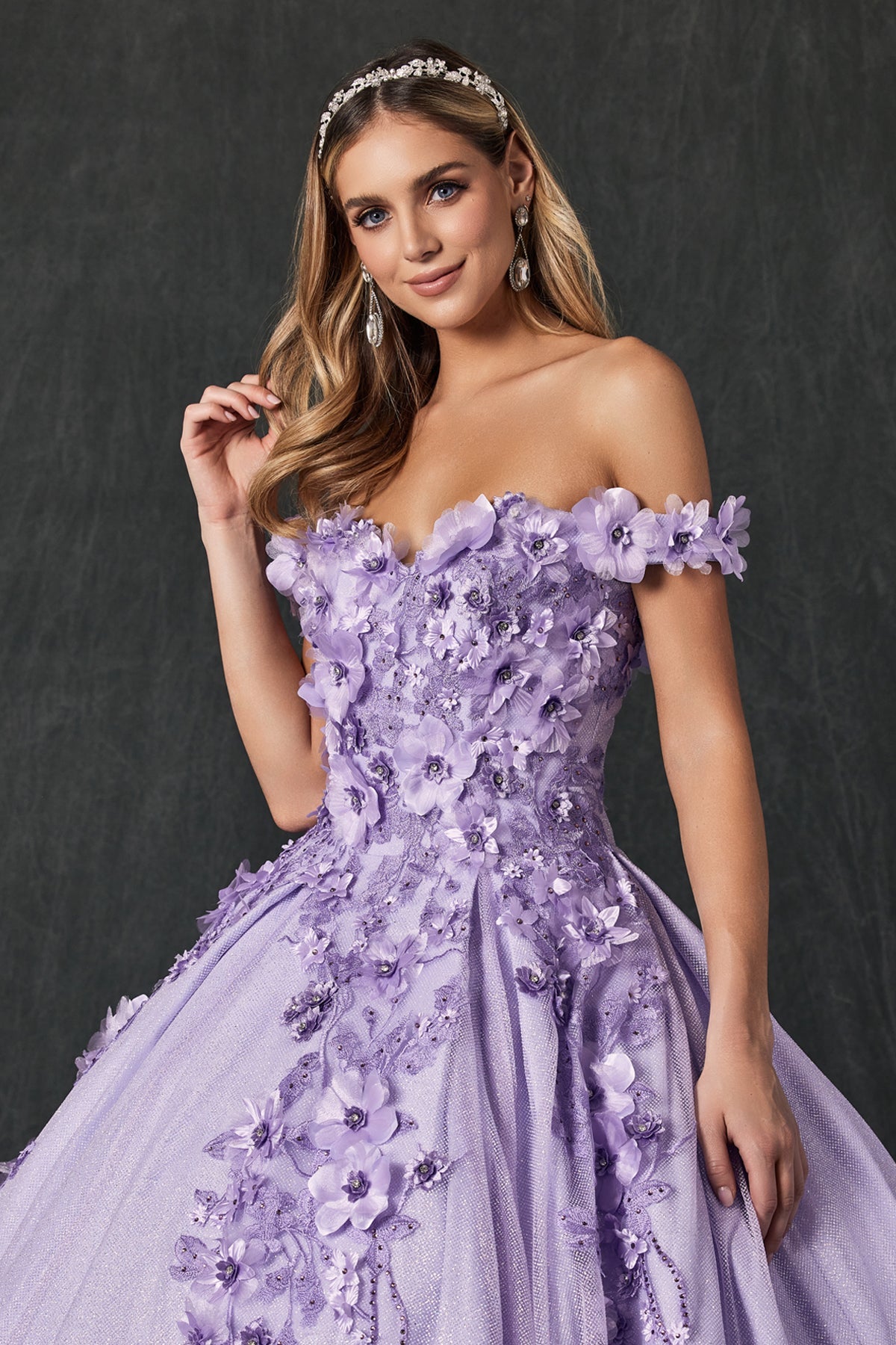 Floral Embroidered Tulle Sweetheart Long Quinceanera Dress JT1433-Quinceanera Dress-smcfashion.com