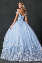 Floral Applique Off Shoulder Straps Long Quinceanera Dress JT1434-Quinceanera Dress-smcfashion.com