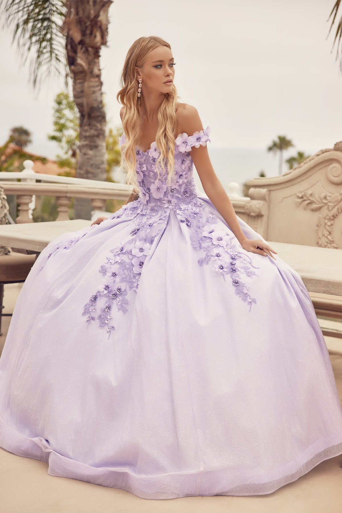 Floral Embroidered Tulle Sweetheart Long Quinceanera Dress JT1433-Quinceanera Dress-smcfashion.com