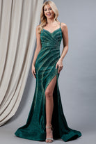 Side Slit Embellished Glitter Corset Back Long Prom Dress AC397-Prom Dress-smcfashion.com