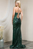 Embroidered Sequins Halter Open Criss Cross Back Long Prom Dress AC5043