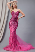 Embroidered Sequins Tulle Skirt Illusion V-Neck Long Prom Dress AC7021-Prom Dress-smcfashion.com