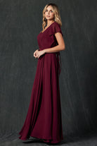 Flutter Sleeve Cascade Back Chiffon Long Bridesmaid Dress JT261-Bridesmaid Dress-smcfashion.com