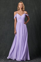Pleated Off The Shoulder Full Skirt Formal Long Bridesmaid Dress JT262-Bridesmaid Dress-smcfashion.com