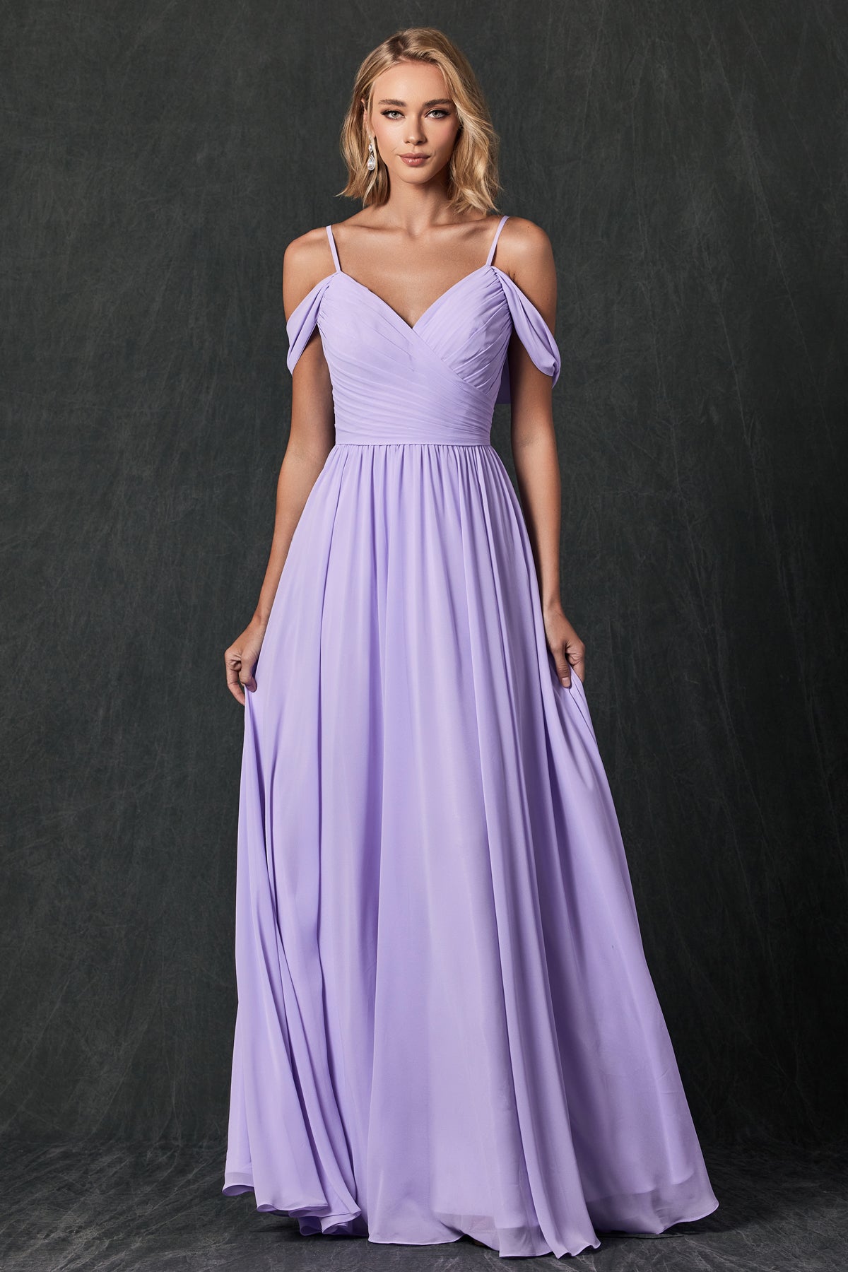 Pleated Off The Shoulder Full Skirt Formal Long Bridesmaid Dress JT262-Bridesmaid Dress-smcfashion.com