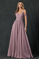 Pleated Off The Shoulder Full Skirt Formal Long Bridesmaid Dress JT262-Bridesmaid Dress-smcfashion.com