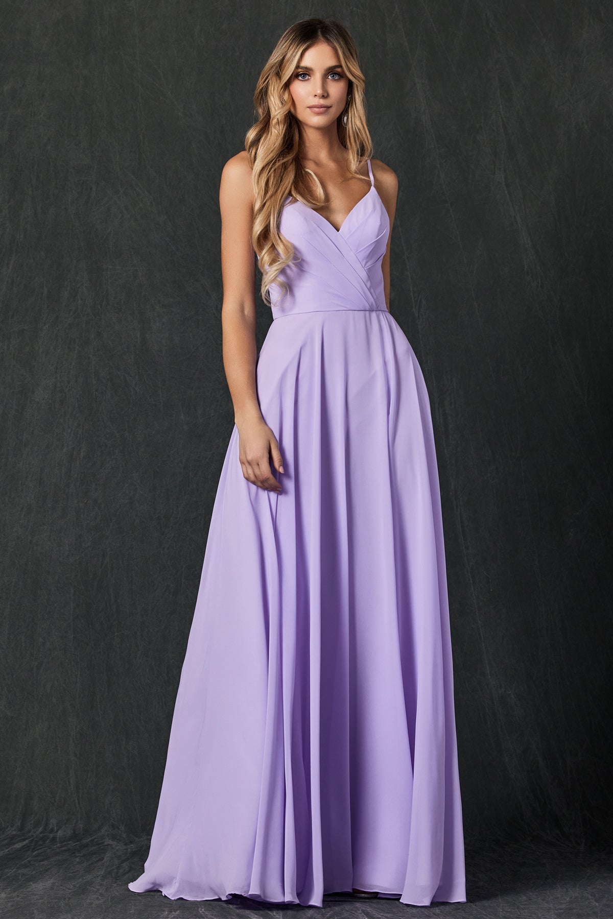 Chiffon V-Neck Open Back Side Slit Straps Long Bridesmaid Dress JT263-Bridesmaid Dress-smcfashion.com