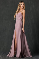 Chiffon V-Neck Open Back Side Slit Straps Long Bridesmaid Dress JT263-Bridesmaid Dress-smcfashion.com