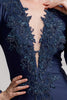 Illusion Deep V-Neck Long Sleeves Mermaid Long Prom Dress AC382