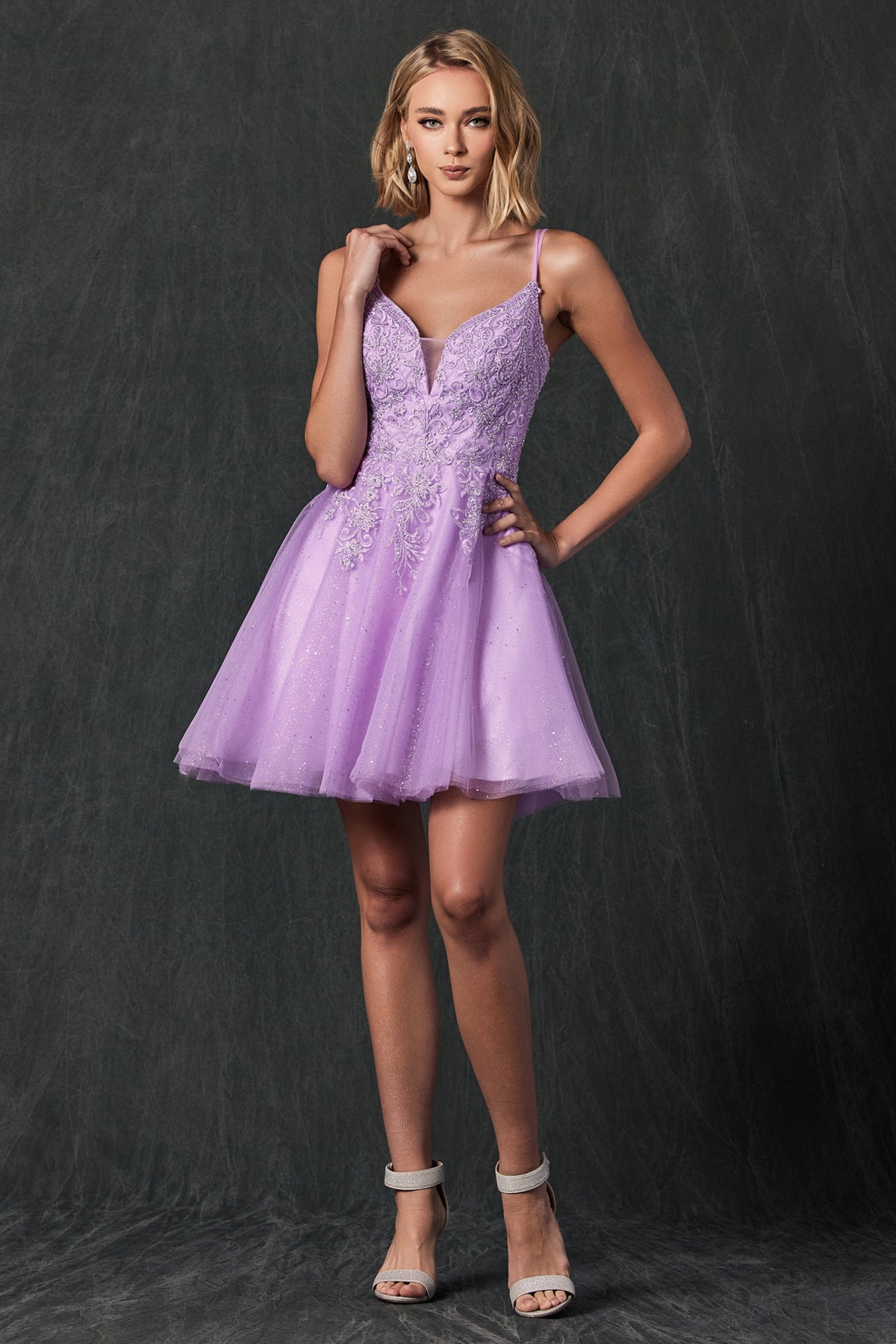 Embellished Beads Illusion V-Neck Straps Short Cocktail & Homecoming Dress JT857-Cocktail Dress-smcfashion.com
