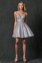 Embellished Beads Illusion V-Neck Straps Short Cocktail & Homecoming Dress JT857-Cocktail Dress-smcfashion.com