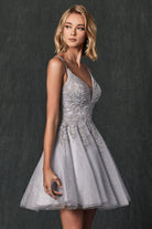 Embellished Beads Illusion V-Neck Straps Short Cocktail & Homecoming Dress JT857-Cocktail Dress-smcfashion.com