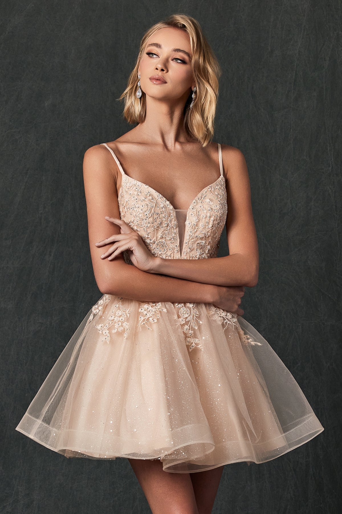 Illusion Sweetheart Open Back Embroidered Bodice Short Cocktail Dress JT859-Cocktail Dress-smcfashion.com