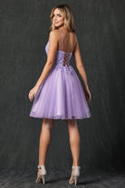 Floral Applique With Stones Babydoll Short Cocktail Dress JT860-Cocktail Dress-smcfashion.com