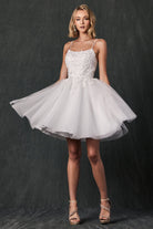 Floral Applique With Stones Babydoll Short Cocktail Dress JT860-Cocktail Dress-smcfashion.com