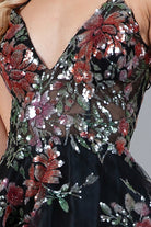 Embroidered Lace Deep V-Neck Open Criss Cross Back Short Cocktail Dress AC5038S-Cocktail Dress-smcfashion.com