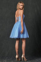 Floral Applique With Stones Babydoll Short Cocktail Dress JT860-Cocktail Dress-smcfashion.com