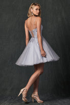 Floral Applique With Stones Babydoll Short Cocktail Dress JT860-Cocktail Dress-smcfashion.com