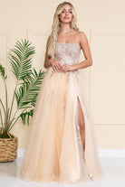 Embroidered Bodice Open Back Slit Long Prom Dress AC7007-Prom Dress-smcfashion.com