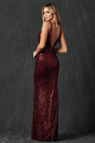 Tight Sequin Sheer Deep V-Neck and Side Long Prom Dress JT264-Prom Dress-smcfashion.com