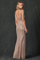 Tight Sequin Sheer Deep V-Neck and Side Long Prom Dress JT264-Prom Dress-smcfashion.com
