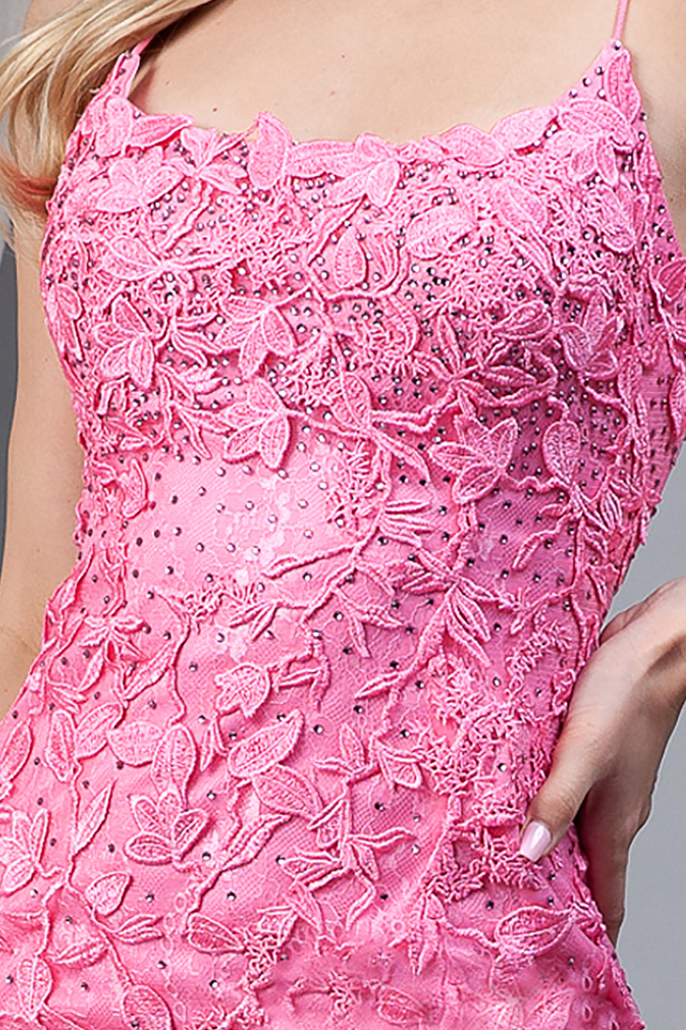 Embroidered Lace Open Criss Cross Back Short Cocktail & Homecoming Dress AC7010S-Cocktail Dress-smcfashion.com