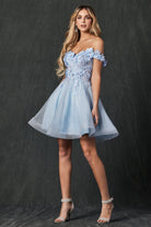 Off Shoulder 3D Floral Applique Sweetheart Short Cocktail & Homecoming Dress JT861-Cocktail Dress-smcfashion.com