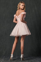 Off Shoulder 3D Floral Applique Sweetheart Short Cocktail & Homecoming Dress JT861-Cocktail Dress-smcfashion.com