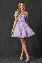 Off Shoulder 3D Floral Applique Sweetheart Short Cocktail & Homecoming Dress JT861-Cocktail Dress-smcfashion.com