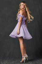 Off Shoulder 3D Floral Applique Sweetheart Short Cocktail & Homecoming Dress JT861-Cocktail Dress-smcfashion.com