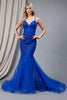 Mermaid Tulle Skirt Embroidered Lace Long Prom Dress ACSU066